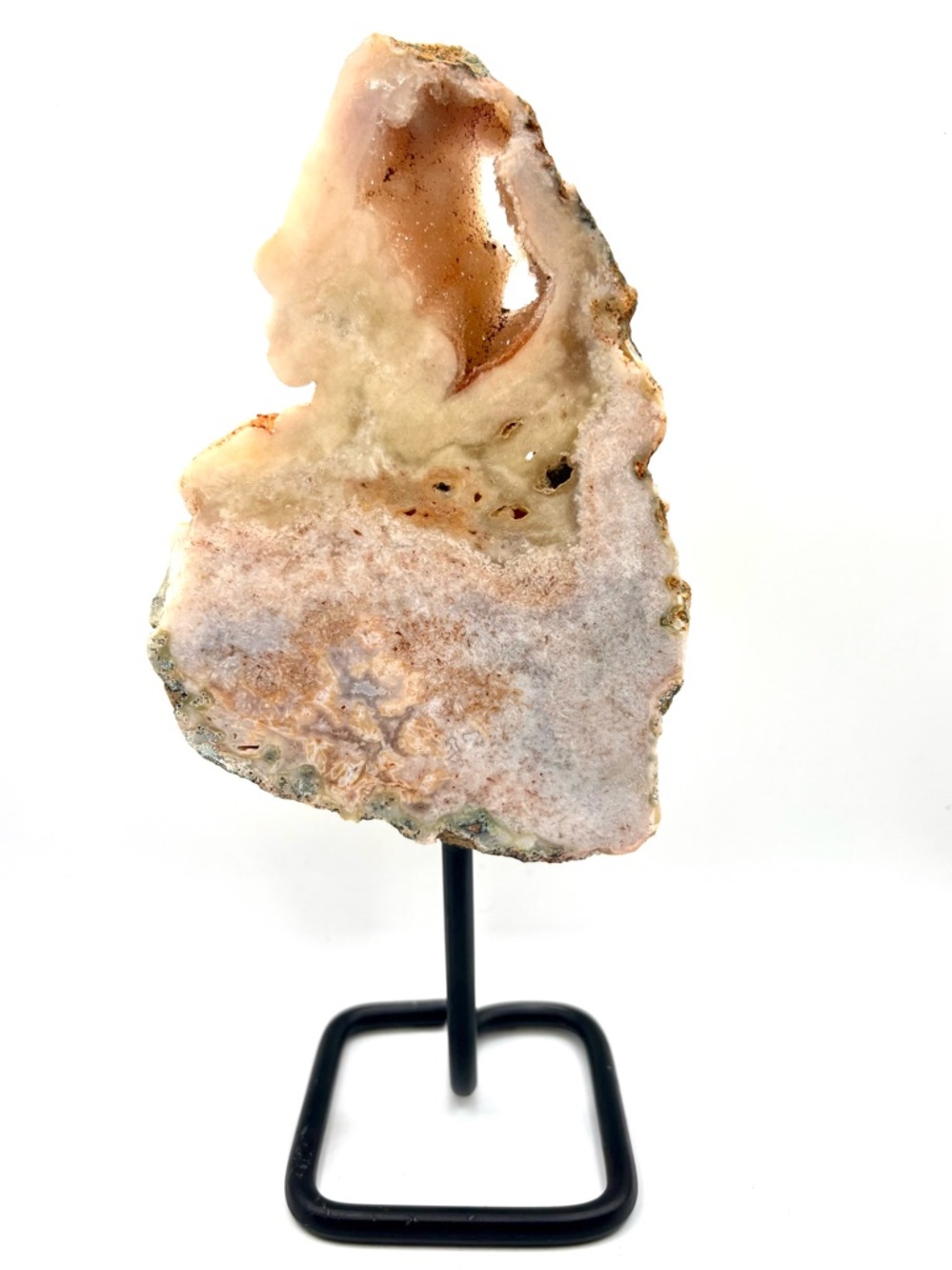 Brazilian Pink Amethyst Crystal Slab Specimen- mounted on display stand